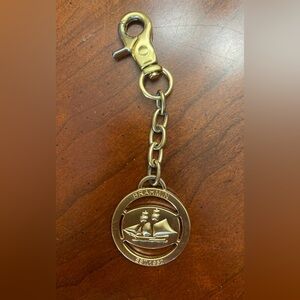 🔥BRAHMIN🔥Heritage Schooner Medallion Bag Charm Key Fob - EUC